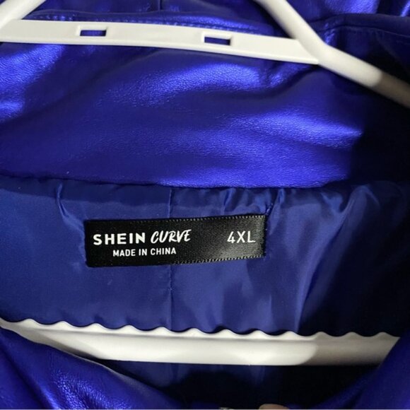 Shein Curve Women’s Purple Quilted Vibrant Hooded Jacket - Picture 6 of 10